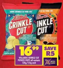 Shoprite WILLARDS CRINKLE CUT POTATO CHIPS all variants offer