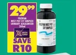 Shoprite PROPAN MIST POT CIT SIMPLEX URINARY ALKALINISER 200ml offer