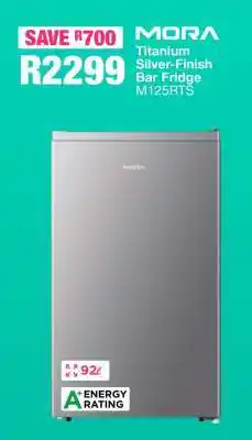 OK Furniture MORA Titanium Silver-Finish Bar Fridge M125RTS offer