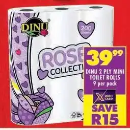 Shoprite DINU 2-PLY MINI TOILET ROLLS 9 per pack offer