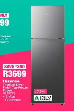 OK Furniture Hisense Titanium Silver-Finish Top-Freezer Fridge H225TTS offer