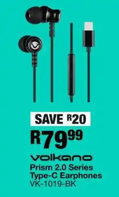 OK Furniture Volkano Prism 2.0 Series Type-C Earphones VK-1019-BK offer