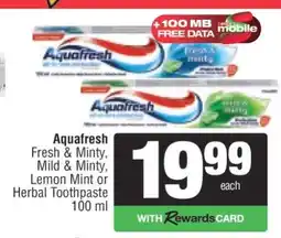 Spar AQUAFRESH TOOTHPASTE offer