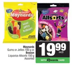 Spar Maynards Gums or Jellies 100 g or Beacon Liquorice Allsorts 150 g offer