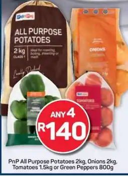 Pick n Pay PnP All Purpose Potatoes 2kg, Onions 2kg, Tomatoes 1.5kg or Green Peppers 800g offer