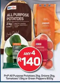 Pick n Pay PnP All Purpose Potatoes 2kg, Onions 2kg, Tomatoes 1.5kg or Green Peppers 800g offer