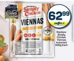 Pick n Pay Rainbow Simply Chicken Viennas Assorted 500g Each offer