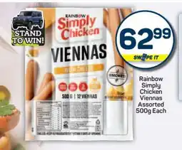 Pick n Pay Rainbow Simply Chicken Viennas Assorted 500g Each offer
