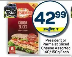 Pick n Pay President or Parmalat Sliced Cheese Assorted 140/150g Each offer