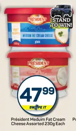 Pick n Pay Président Medium Fat Cream Cheese Assorted 230g Each offer