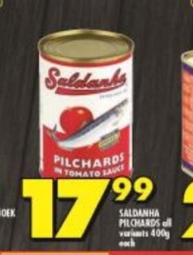 Shoprite Saldanha Pilchards All Variants 400g each offer