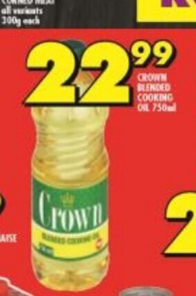 Shoprite Crown Blended Cooking Oil 750ml offer