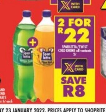 Shoprite Sparletta / Twist Cold Drink All Variants 2L offer