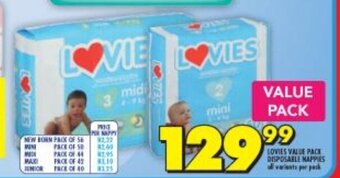 Shoprite Lovies Value Pack Disposable Nappies offer