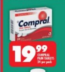 Shoprite Compral Pain Tablets 24 per pack offer