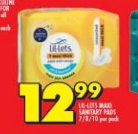 Shoprite Lil-Lets Maxi Sanitary Pads 7/8/10 per pack offer