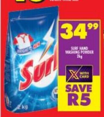 Shoprite Surf hand Washing Powder 2kg offer