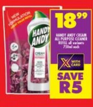 Shoprite Handy Andy Cream All Purpose Cleaner Refill All Variants 750ml each offer