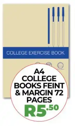 1UP A4 college books feint & margin 72 pages offer