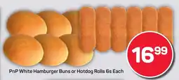 Pick n Pay Hypermarket PnP White Hamburger Buns or Hotdog Rolls offer
