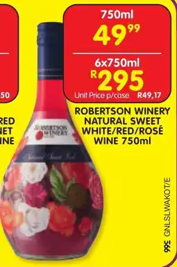 Shoprite Liquor Robertson winery natural sweet white/ red/ rosé wine offer