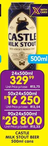 Shoprite Liquor Castle milk stout beer cans offer