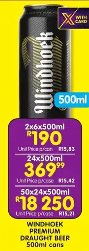 Shoprite Liquor Windhoek premium draught beer cans offer