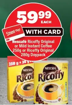 OK Foods Nescafé Ricoffy Original or Mild Instant Coffee or Ricoffy Original Doypack offer