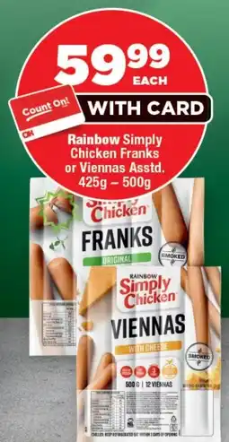 OK Foods Rainbow Simply Chicken Franks or Viennas offer