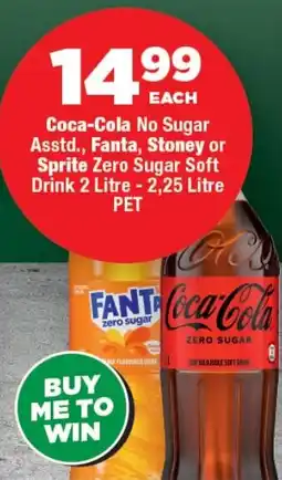 OK Foods Coca-Cola No Sugar Asstd, Fanta, Stoney or Sprite Zero Sugar Soft Drink offer