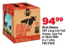 OK Foods First Choice UHT Long Life Full Cream, Low Fat or Skim Milk offer