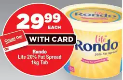 OK Foods Rondo Lite 20% Fat Spread Tub offer
