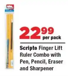 OK Foods Scripto Finger Lift Ruler Combo with Pen, Pencil, Eraser and Sharpener offer