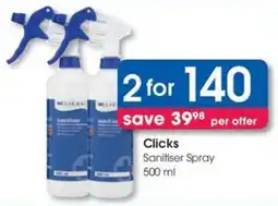 Clicks Clicks Sanitiser Spray offer