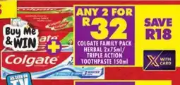 Shoprite Colgate family pack herbal/ triple action toothpaste offer