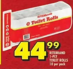 Shoprite Ritebrand 1-ply toilet rolls offer