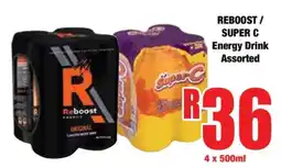 Boxer REBOOST / SUPER C Energy Drink Assorted offer