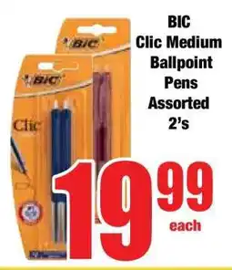 Boxer BIC Clic Medium Ballpoint Pens Assorted 2's offer