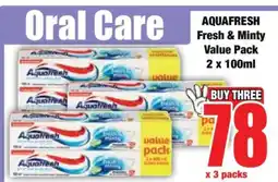 Boxer AQUAFRESH Fresh & Minty Value Pack 2 x 100ml offer