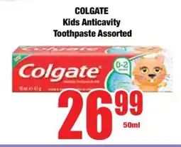 Boxer COLGATE Kids Anticavity Toothpaste Assorted offer