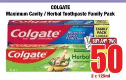 Boxer COLGATE Maximum Cavity / Herbal Toothpaste Family Pack offer