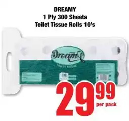 Boxer DREAMY 1 Ply 300 Sheets Toilet Tissue Rolls 10's offer