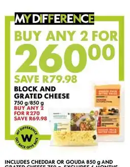 Woolworths Block and Grated Cheese offer