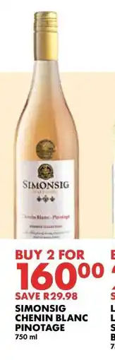 Woolworths SIMONSIG CHENIN BLANC PINOTAGE offer