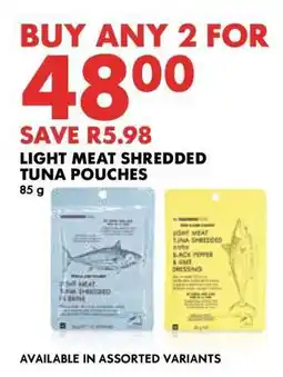 Woolworths Light Meat Shredded Tuna Pouches offer