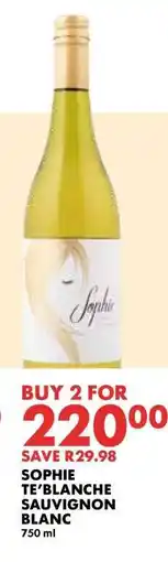 Woolworths SOPHIE TE'BLANCHE SAUVIGNON BLANC offer