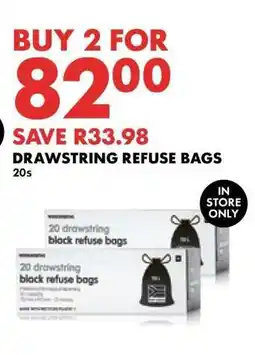Woolworths DRAWSTRING REFUSE BAGS offer