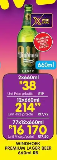 Shoprite WINDHOEK PREMIUM LAGER BEER 660ml RB offer
