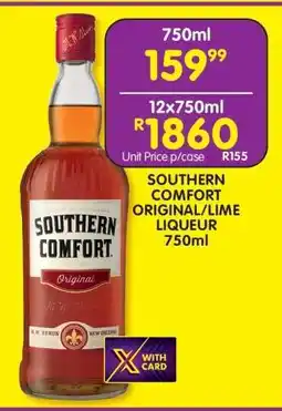 Shoprite SOUTHERN COMFORT ORIGINAL/LIME LIQUEUR 750ml offer