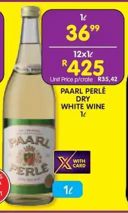 Shoprite PAARL PERLÉ DRY WHITE WINE 1ℓ offer